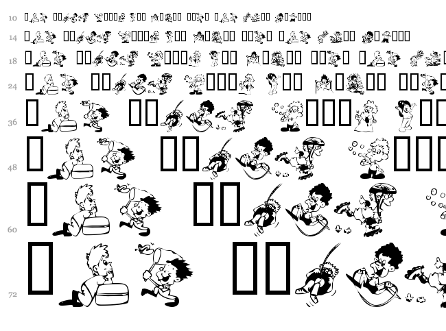 KR Kidlets font waterfall